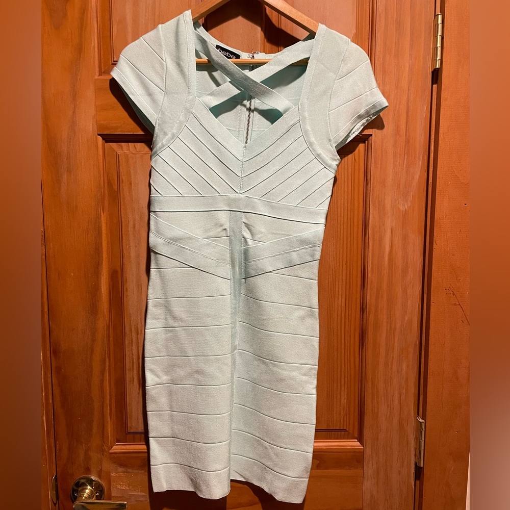 Light blue/green Bebe bandage dress, mint condition